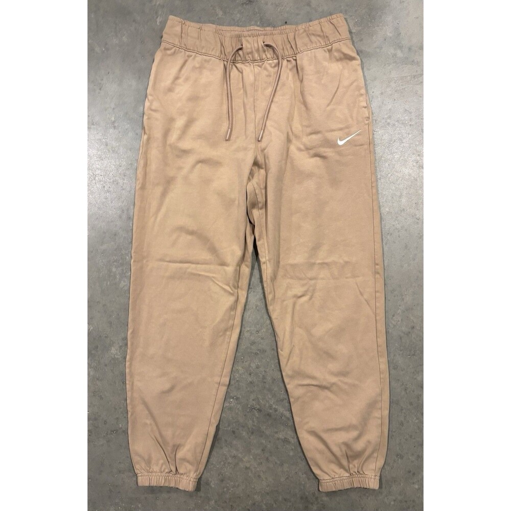 Nike Sportswear Women's Small Jersey Easy Joggers Beige Embroidered Swoosh